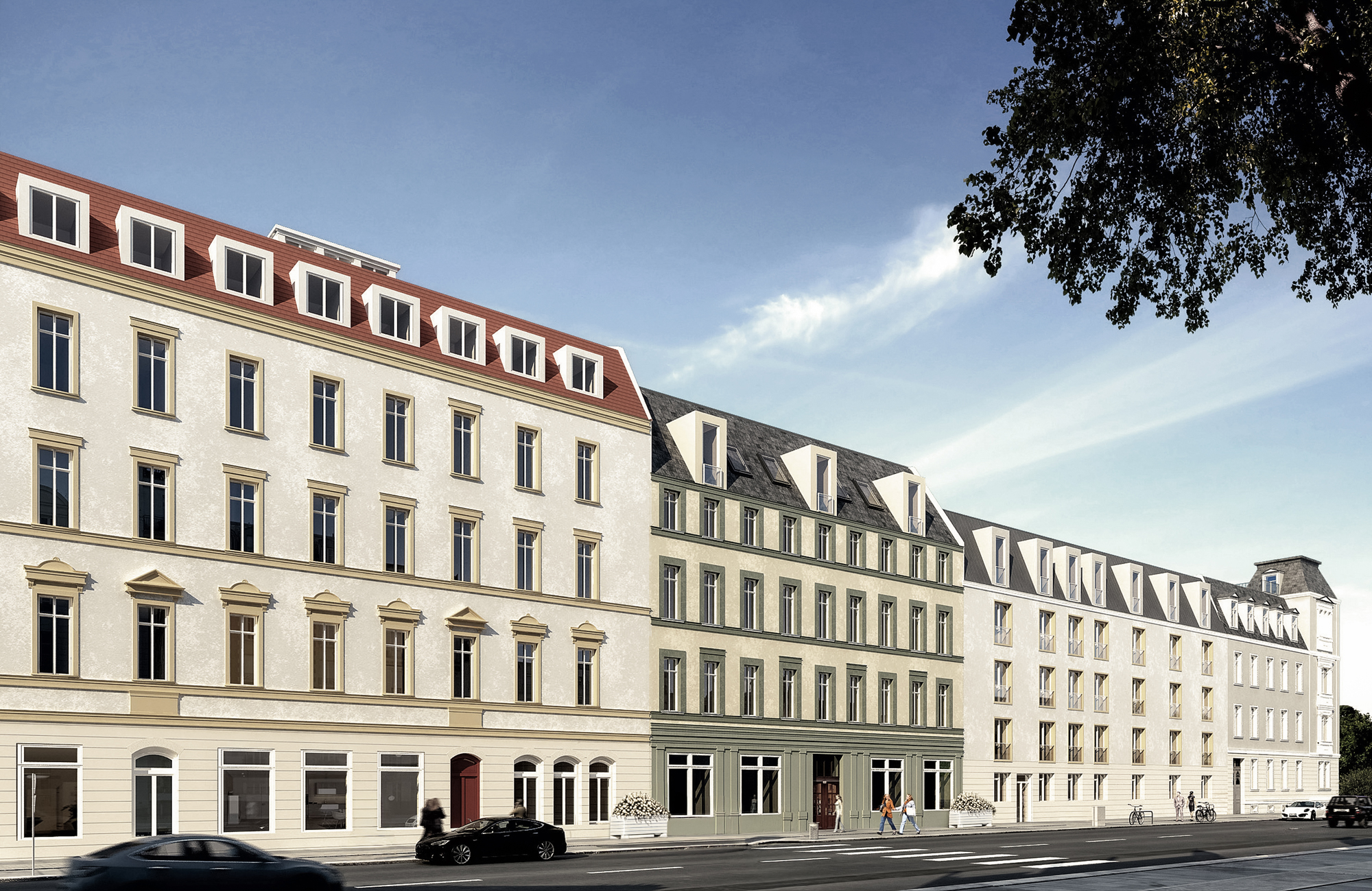 Straßenansicht des Elbschlösschen Ensembles in Meißen